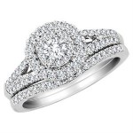 Diamond Engagement Ring & Wedding Set 3/5 Carat in 10K White Gold 